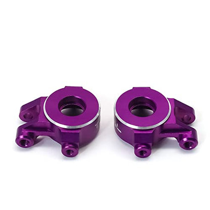 TREAL Aluminum 7075 Front Steering Knuckles Set (2P) L&R CNC Machined Upgrades Compatible with 1/18 TRX4M (Purple) - color: Purple