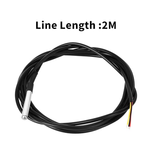 6PCS DS18B20 Temperature Sensor 2M Waterproof Temperature Probe Suitable for Arduino, xiao,ESP32 etc Development Boards Stainless Steel Probe Temperature Range (-55℃~ +125℃)