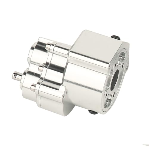 All Metal Front Planetary Motor Transmission Prefixal Gearbox Transfer Case with Hardened Steel Drive Shaft for 1/10 RC Crawler Car Axial SCX10 & SCX10 II 90046 Upgrade Parts (Silver) - color: Silver