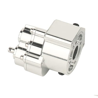 All Metal Front Planetary Motor Transmission Prefixal Gearbox Transfer Case with Hardened Steel Drive Shaft for 1/10 RC Crawler Car Axial SCX10 & SCX10 II 90046 Upgrade Parts (Silver) - color: Silver