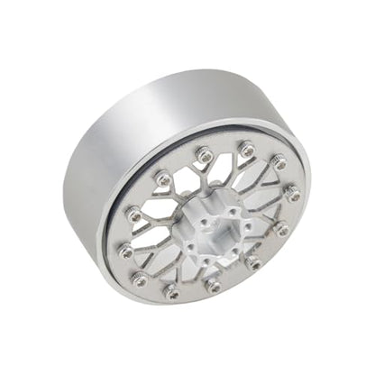 4PCS Grade 5 Titanium Wheel Face Aluminum 1.3 Inch Wheels Hubs for 1/24 Axial SCX24 FCX24 1/18 TRX4M Redcat Ascent-18 Upgrade Parts - color: Silver
