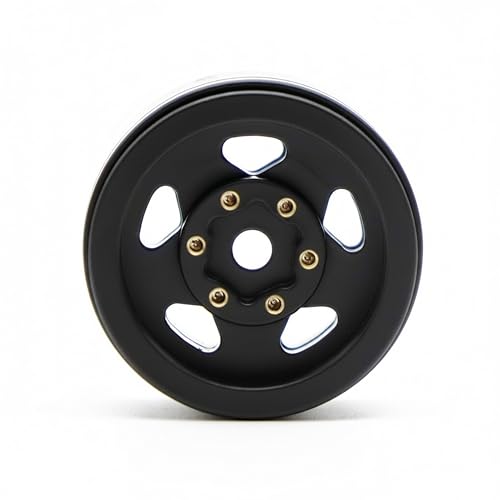 1.0” Brass Beadlock Wheels, -6.35mm Offset CNC Rims for 1/18 1/24 RC Crawler TRX4M, Axial SCX24 AX24, Redcat Ascent-18, FMS FCX24, 4 pcs, Black