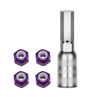 Set of 4 Aluminum Wheel Nut Including Installation Set Suitable for 1/30 Scale SCX30 Remote Control Vehicle Remote Control Car Wheel Nut - color: Purple