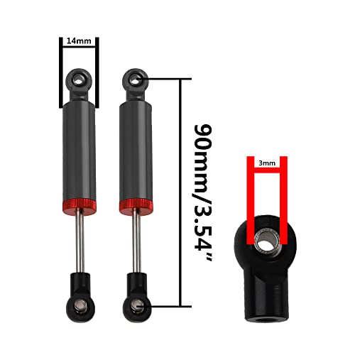 4Pcs RC Car Shocks Shock Absorber Internal Spring Shocks Damper Upgrade Parts Compatible with Axial SCX10 Traxxas TRX4 Redcat Tamiya 1/10 RC Crawler (Hole Distance:90mm, Black) - color: Black, size: Hole Distance:90mm