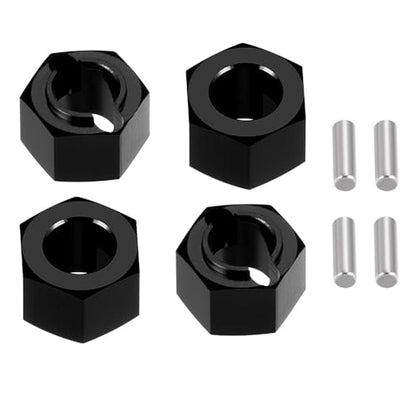 1Set/4PCS RC Aluminum Wheel Hex 7mm Hub Adapters for LOSI Mini-T 2.0 1/18th RC Off-Road Car Truck Upgrades Parts (Black) - color: Black