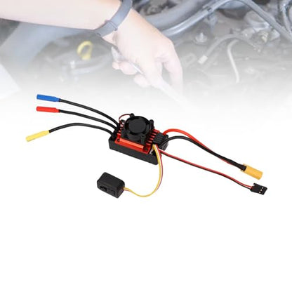 Eujgoov Sensorless Brushless ESC for 1/10 RC Car, Electronic Speed Controller with Fan Heatsink, Motor Driver for Short Course Truck Buggy Truck, Includes Video, CE FCC RoHS