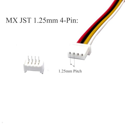 60 Pairs MX 1.25mm Pitch Plug Socket Set, Micro MX JST 1.25mm 4 Pin Male and Female Connector Kit with 28AWG 150mm Cable for PCB Wiring - size: 1.25mm Pitch-4Pin-15cm