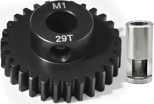 29T M1 8mm Steel Pinion Gear with 8mm to 5mm Adapter Shaft for Traxxas 1/5 X-MAXX 1/10 RC Car Buggy Truck, Available in 14T to 30T Mod 1 Motor Gear for Enhanced Performance and Durability - size: 29T