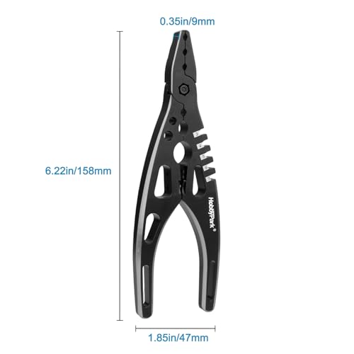 HobbyPark Multi-Function RC Shock Pliers Tool RC Shock Shaft & Tie Rod Clamp, Ball Link Remover for 1/8 1/10 RC Car Truck Crawler Buggy Drift (Black & Silver) - color: Black & Silver