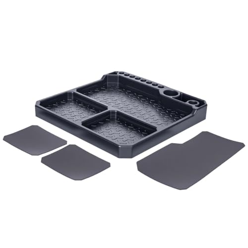 1/10 1/18 1/24 Rc Car Organizer Tray Silicone Tool Holder Storage Box 155x155mm Models Upgrade Replacement Modify Parts RC Car Repair Kit - color: Black