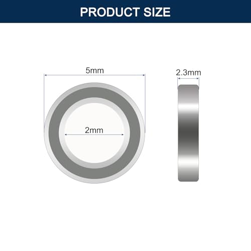 682ZZ Deep Groove Ball Bearings, ID 2mm x OD 5mm x Width 2.3mm Miniature Bearings, Double Metal Shielded Ball Bearing Chrome Steel Z2 Lever 20pcs - size: 682ZZ 2x5x2.3mm