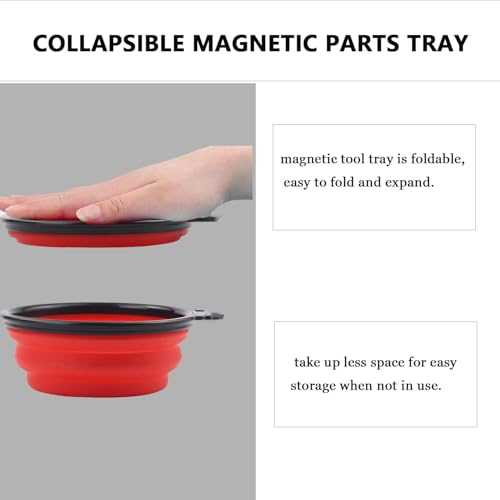 Collapsible Magnetic Parts Tray Set & Flexible Magnetic Bolt Tray, 3 Different Size Magnetic Screw Holder & Pick-Up Sweeper for Screw, Bolts, Nuts, and Other Metal Parts