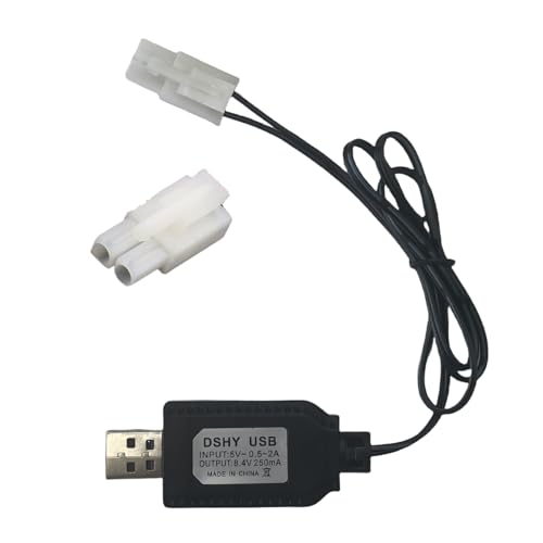 8.4V NiMH/NiCd Battery Charger Cable with Standard Tamiya Plug Compatible RC Car RC Tank RC Plane RC Boat and Other Remote Control Toys for Universal 8.4V Lipo Battery USB Charger (1)