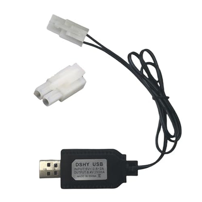 8.4V NiMH/NiCd Battery Charger Cable with Standard Tamiya Plug Compatible RC Car RC Tank RC Plane RC Boat and Other Remote Control Toys for Universal 8.4V Lipo Battery USB Charger (1)