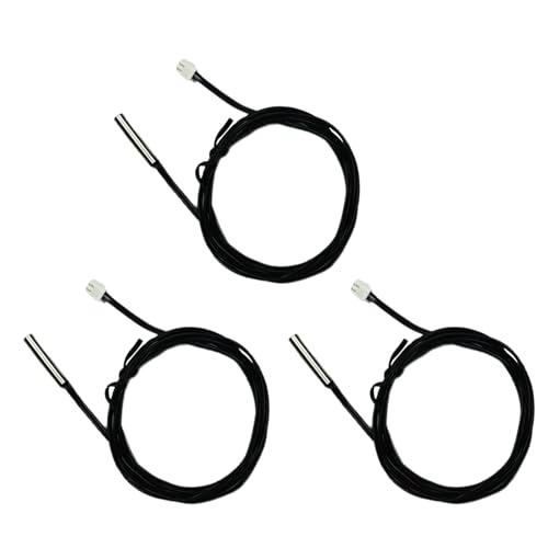 10K Temperature Sensor Probe, 3pcs 1 Meter Waterproof Temp Sensor Probe, Stainless Steel 3950 NTC Thermistor Sensor Probe, Digital Temp Transmitter Extension Cable