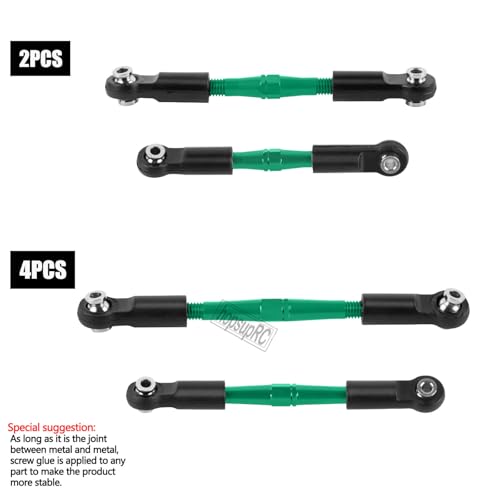 RC Adjustable Turnbuckles Camber Upgrades Part for 1/8 Typhon 4WD 3S MEGA 550 BLX,1/10 Big Rock 4X4 V3 3S BLX RC Car,Tie Rod Set Link Linkage Rod,Adjustable Links Steering Links,6PCS(Green). - color: Green(6pcs)