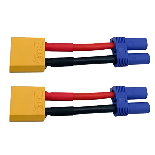 2Pairs XT90 Plug to EC5 Style Male Female Connector EC5 to XT90 Adapter for RC FPV Battery Charging ESC