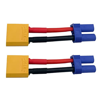 2Pairs XT90 Plug to EC5 Style Male Female Connector EC5 to XT90 Adapter for RC FPV Battery Charging ESC