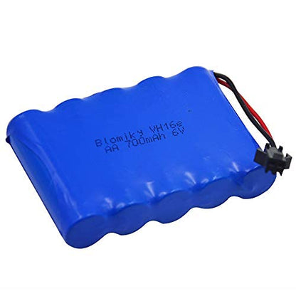 Blomiky 2 Pack 6.0V 700mAh Ni-CD AA Rechargeable Battery Pack SM2P Plug and 2 USB Cable Fit for Old Version 11.5Inch Amphibious Stunt RC Cars Vehicles / 6V 700mAH and USB 2