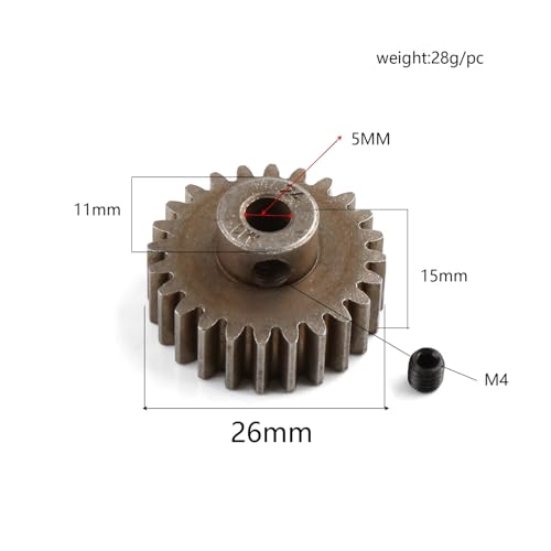 Compatible with TRAXXAS for MAXX 1/10 RC Car Upgrade Modification Parts Accessories M1 24T Motor Gear Pinion Gear 6496X RC Assortment