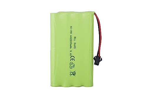 9.6V 2800mah AA Rechargeable Battery with SM-2P Plug with USB Charging Cable for RC Toys Cars Trucks Tanks Engineering Vehicles Remote Control Boats Electric Toys Rechargeable Batteries