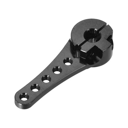 MECCANIXITY 4 Pcs Aluminum Servo Horn Long 25T 25 Teeth Steering Arm 46mm Length Black for DIY RC Car/Boat/Airplanes Boat Model with 2 Pcs Screws - color: Black