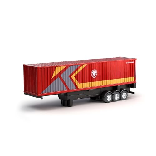 1/64 Scale 4WD RC Container Truck, 2.4GHz Proportional Semi Trailer RTR/Red | ABS Construction, Independent Trailer Control, Light & Sound, Collectors and Hobbyists, Indoor Display, Racing Wheels Include