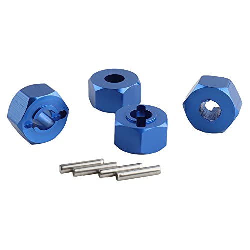 12mm Hex Wheel Hub Mount, Aluminum 7mm Thick with 2x10mm Stub Axle Pins for 1/10 Slash 4x4 & HQ 727 RC Cars Replacement Upgrade Parts (Dark Blue)(Set of 4) - color: Dark Blue