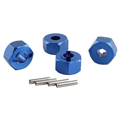 12mm Hex Wheel Hub Mount, Aluminum 7mm Thick with 2x10mm Stub Axle Pins for 1/10 Slash 4x4 & HQ 727 RC Cars Replacement Upgrade Parts (Dark Blue)(Set of 4) - color: Dark Blue