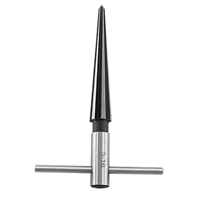 3/16"-5/8" (5-16mm) T Handle Tapered Reamer | 6 Fluted, Chamfer Reaming Tool, Guitar Bridge Pin Hole, Woodworker Luthier Tool - size: 3/16"-5/8"
