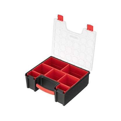 INTERTOOL Hardware Organizer with 7 Deep Removable Bins - Small Parts Storage Tool Box for Nuts, Bolts, Screws, Nails - Portable Handle Transparent Lid with Locks BX08-4032 - style: 7 Removeable Bins, Deep