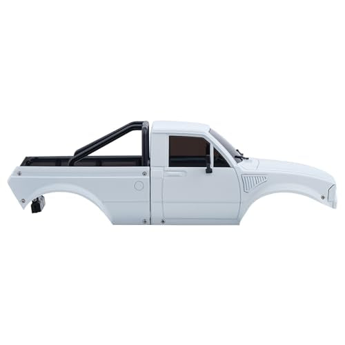 DJX SCX24 Body Shell with Bed Rack for Axial SCX24 C10 Bronco Wrangler Base Camp 1/24 RC Crawler Car (White) - color: White