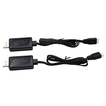 Blomiky 2 Pack 7.4V 1.6A Fast 2S Li-Po Li-ion Battery Charger Cable with XH-3P Connector for RC Boat Truck Drone Cars Vehicle / 7.4V 1.6A USB 2