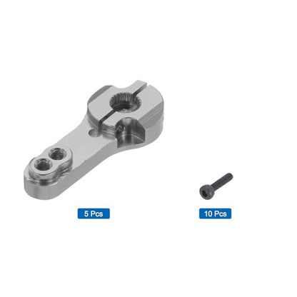 MECCANIXITY 5 Pcs Aluminum Servo Horn 25T Steering Arm 35mm Length Bright Gray Suitable for DIY RC Car/Boat/Airplanes Boat Model Accessories with 2 Pcs Screws - color: Bright Gray