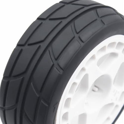 66mm 4PCS 1/10 RC On-Road tires and Hard Plastic wheels set Hex 12mm For WRC Drift Car Conversion 1/10 RC On-Road Car Traxxas Tamiya FW06 TT02 HPI HSP 94122 Kyosho%T066 (white) - color: white