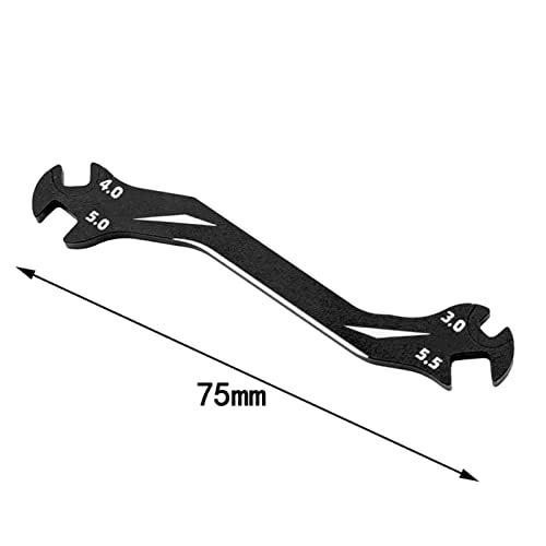 POCREATION Remote Control Car Model Tool, Alloy Spanner, 4 in 1 Multi Turnbuckle Wrench for 1/10 RC Cars, Portable Maintenance Tool (Black) - color: Black