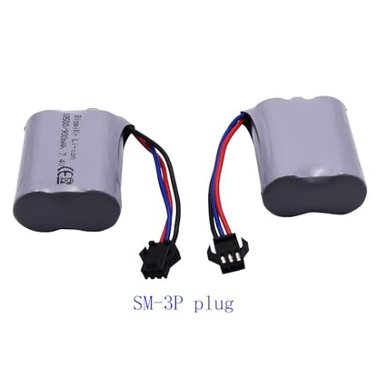 Blomiky 7.4V 900mAh SM-3P Plug Li-ion Rechargeable Battery and USB Cable Suitable for E341 G03082R Amphibous RC Cars / C82 and USB