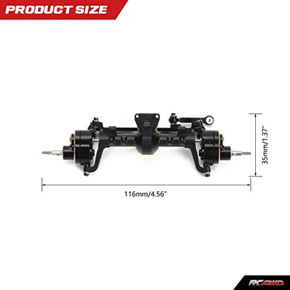 RCAWD Front Portal Axle Set for Axial SCX24 Upgrades Housing with Steel Gears& Brass Worm Gears& Brass Third Member Housing& Brass Hex, Aluminum Hop Ups Parts #AXI31609 Black