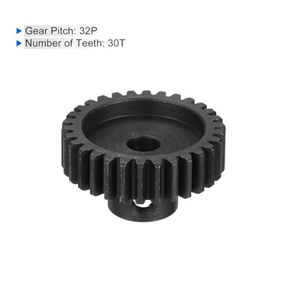 MECCANIXITY 2 Pcs RC 32P Hardened Pinion Gear 5mm Shaft, 30T Motor Gears Carbon Steel for 1/10 RC Model Car Boat Drone - style: 30T