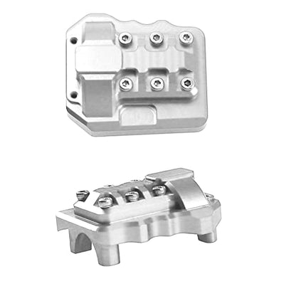 2Pcs ShareGoo Aluminum Alloy Front Rear Axle Differential Cover 15g Diff Cover Case Compatible with Traxxas TRX-4 1/10 RC Crawler Car (Silver) - color: Silver