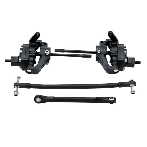 1/10 RC Crawler Aluminum Portal Front and Rear Axle Set for Axial SCX10 II 90046 90047 AR44 – CNC Alloy Axles with Steering Link Upgrade Parts for SCX10 Trucks (Black Front Axle) - color: Black Front Axle