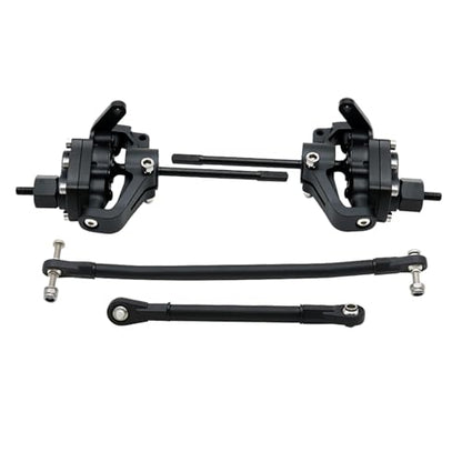 1/10 RC Crawler Aluminum Portal Front and Rear Axle Set for Axial SCX10 II 90046 90047 AR44 – CNC Alloy Axles with Steering Link Upgrade Parts for SCX10 Trucks (Black Front Axle) - color: Black Front Axle
