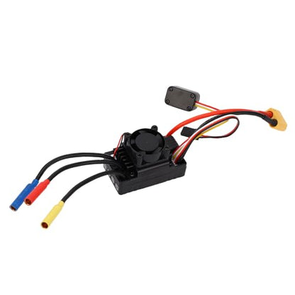 Asixxsix 60A Brushless ESC, Water Proof RC Electronic Speed Controller for 1/10 RC Cars with Cooling Fan External Programming Port Adjustable Braking Supports Programming Card