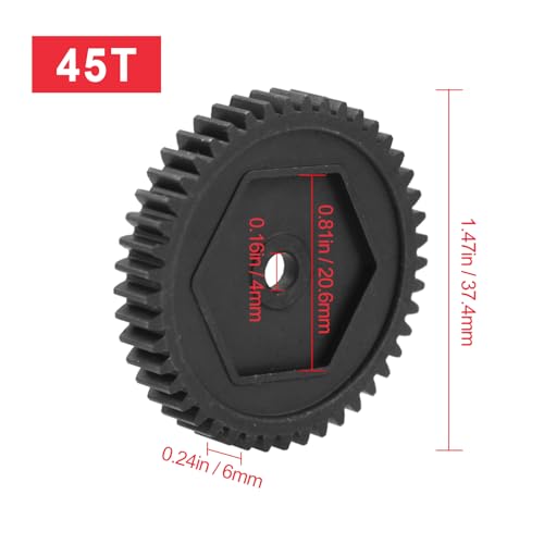 Hobbypark 45T M0.8 Steel Metal Spur Gear for Traxxas TRX4 TRX-4 RC Crawler Car Spare Parts,Compatible with 32-Pitch,Replace 8053