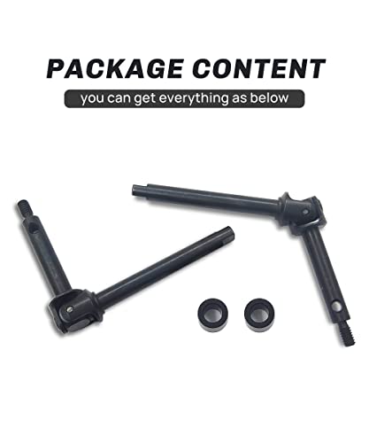 2Pcs Steel Front Axle Drive Shaft SCX24 CVD Set 1/24 Axial SCX24 (+4mm) | Extended 4mm,For C10/JLU/Bronco/Gladiator/Deadbolt RC Crawler Car,CNC Machined,High Strength,Non Destructive Installation - size: +4mm