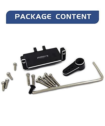 RC Servo Mount Bracket and Mini Servo Arm for 1/24 SCX24 Upgrade Black | Aluminum Servo Mount for ES08MA II Servo Upgrade Parts,Precision Fit,Wear Resistant,Easy To Install - color: Silver and Black