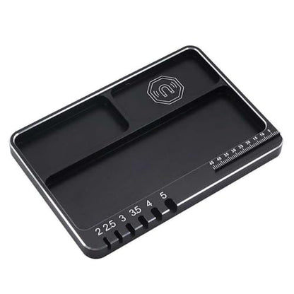 Magnetic 3-Grid Parts Storage and Maintenance Tool Tray 130x90x10mm Aluminum Spiral Tray Compatible with RC Car, Drone, and Model Maintenance