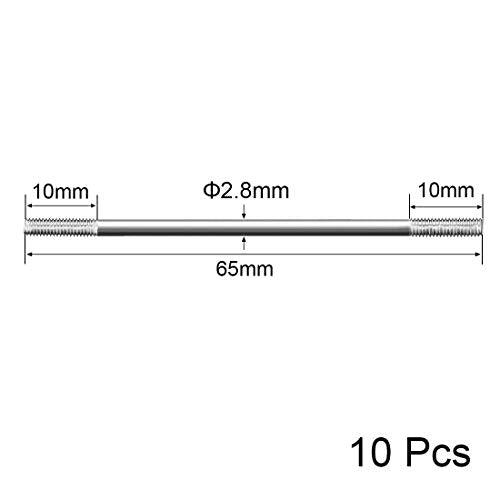 uxcell M3x65mm Pushrod Connector Stainless Steel Rod Linkage,for RC Boat,Car,Airplane,Helicopter,10pcs - size: M3x65mm