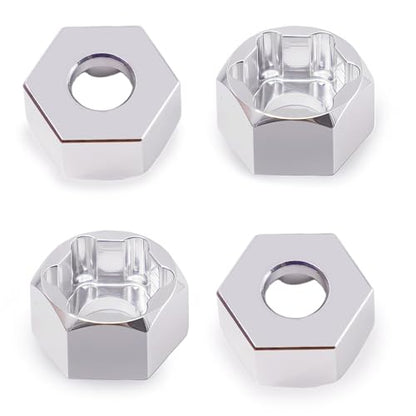 4Pcs 5mm to 7mm RC Wheel Hex Adapter, Aluminum Hex Hub Converter for 1/10 & 1/24 RC Crawler, CNC Machined Wheel Hub Adapter (Silver) - color: Silver