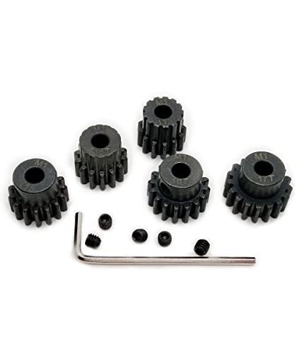 Steel M1 Pinion Gear Set 13T 14T 15T 16T 17T for 1/8 1/10 RC Car | Hardened Steel, Fits 1/8 1/10 RC RC Buggy, Short Course, Truggy and Monster Truck,CNC Machined